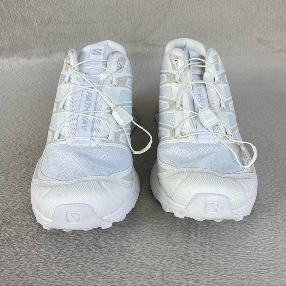 Salomon XT Pathway Trail Hiking Shoes Men 9 Women 10 White Quicklace Grip NEW - Picture 5 of 12